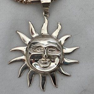 Sterling Silver Sun on Choker Necklace